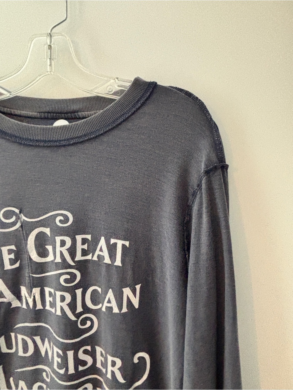 Budweiser PacSun Reversible Long Sleeve Pocket T-Shirt Retro Beer Logo Tee S - Picture 11 of 15